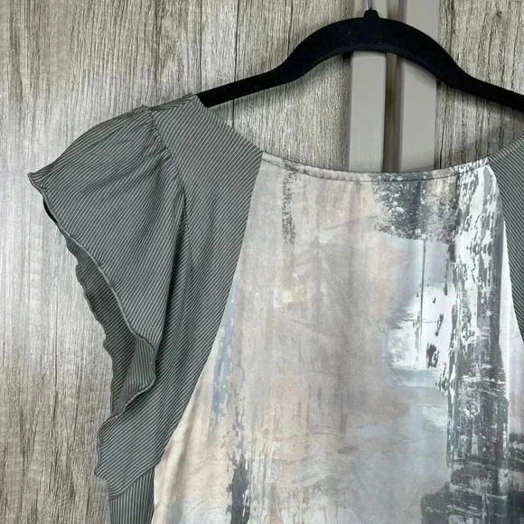 Deca Dress Sz 2 Art To Wear Gray Cap Sleeve V Neck - Picture 6 of 9